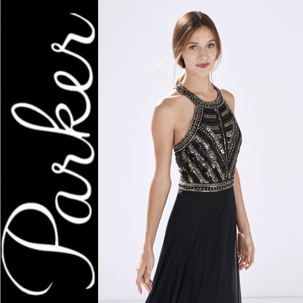 { Parker } “Normandy” Beaded Empire Waist Gown
